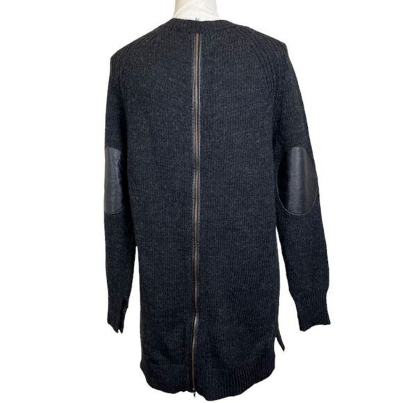 Pam & Gela Wool Alpaca Lamb Leather Cardigan Button Front Zip Back Black Small - Picture 3 of 13